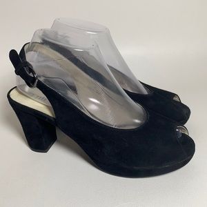 Size 8 J Jill Black Suede Peep Toe Sandals Heels